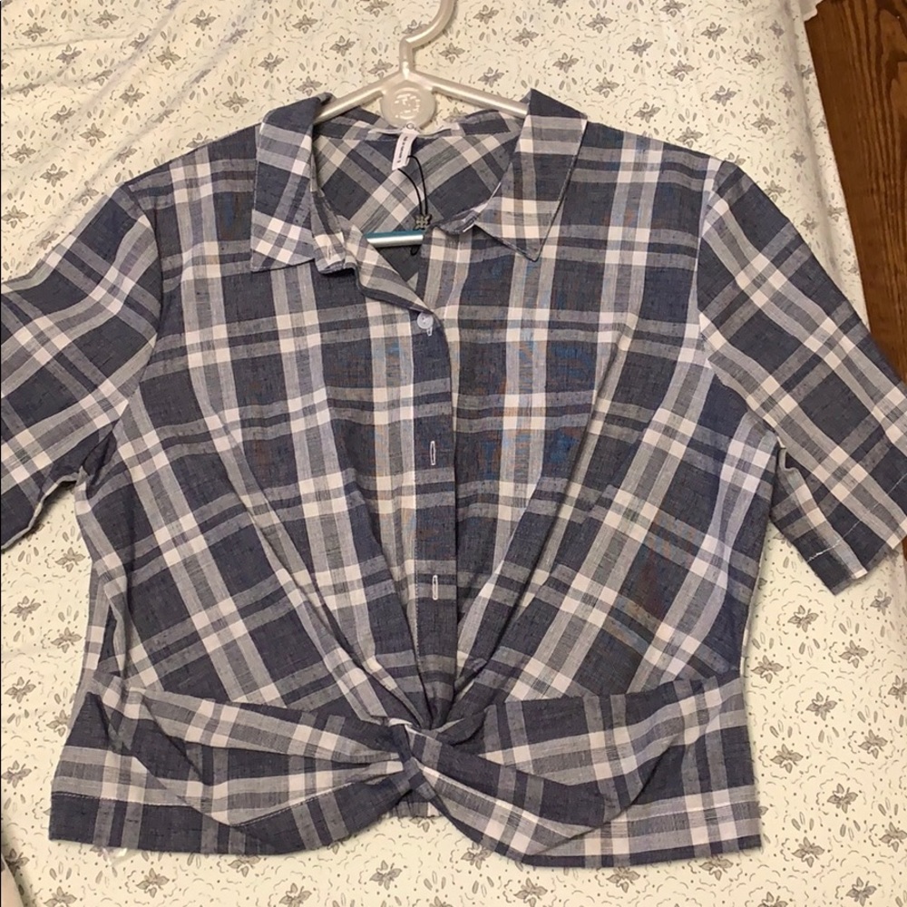 Plaid knot bcbg crop top
